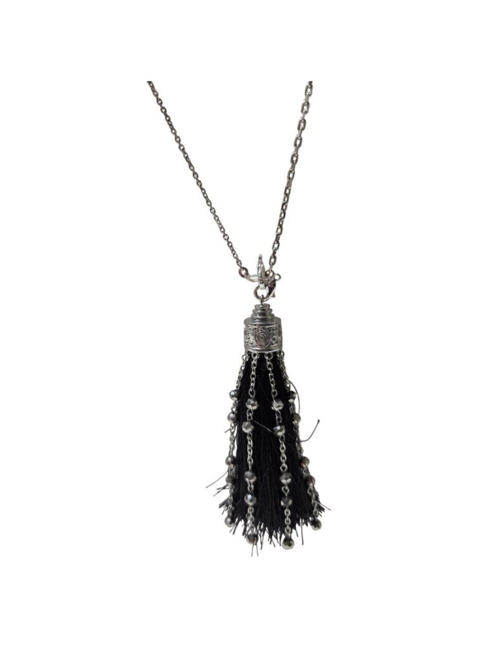 Whimsigoth Tassel Pendant Necklace Beaded Chains Witchy Dark Boho Festival Women